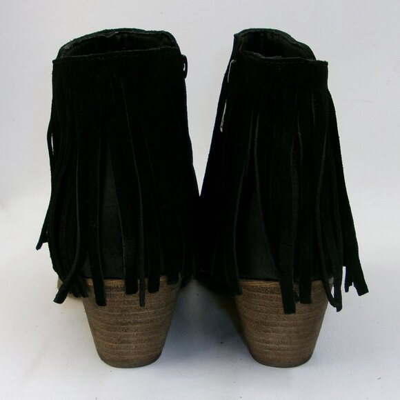 Primadonna Collection Black Suede Leather Fringed Western Booties US 8.5 - Picture 4 of 6